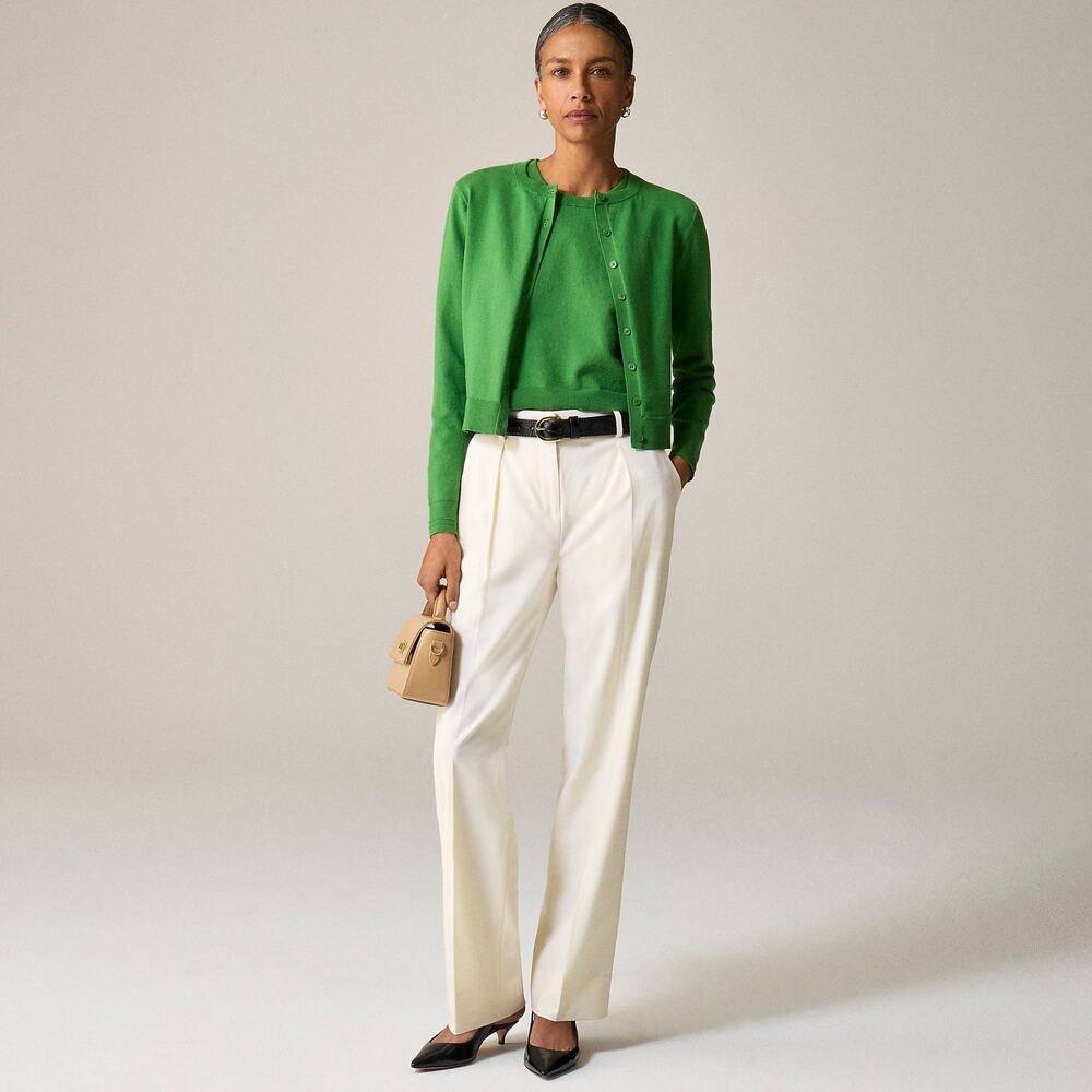 J. Crew Women's Jackie Cardigan Premium Ultra-Fine Cotton Blend Grass Size S NWT - Picture 3 of 11